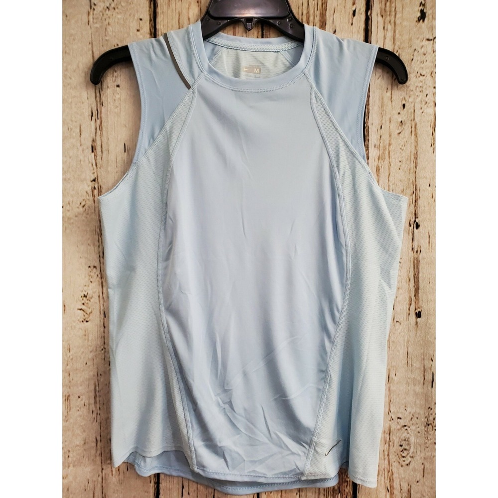Women's M Nike Fit Dry Blue Short Sleeve Athletic T-Shirt Shirt Tee Top Workout